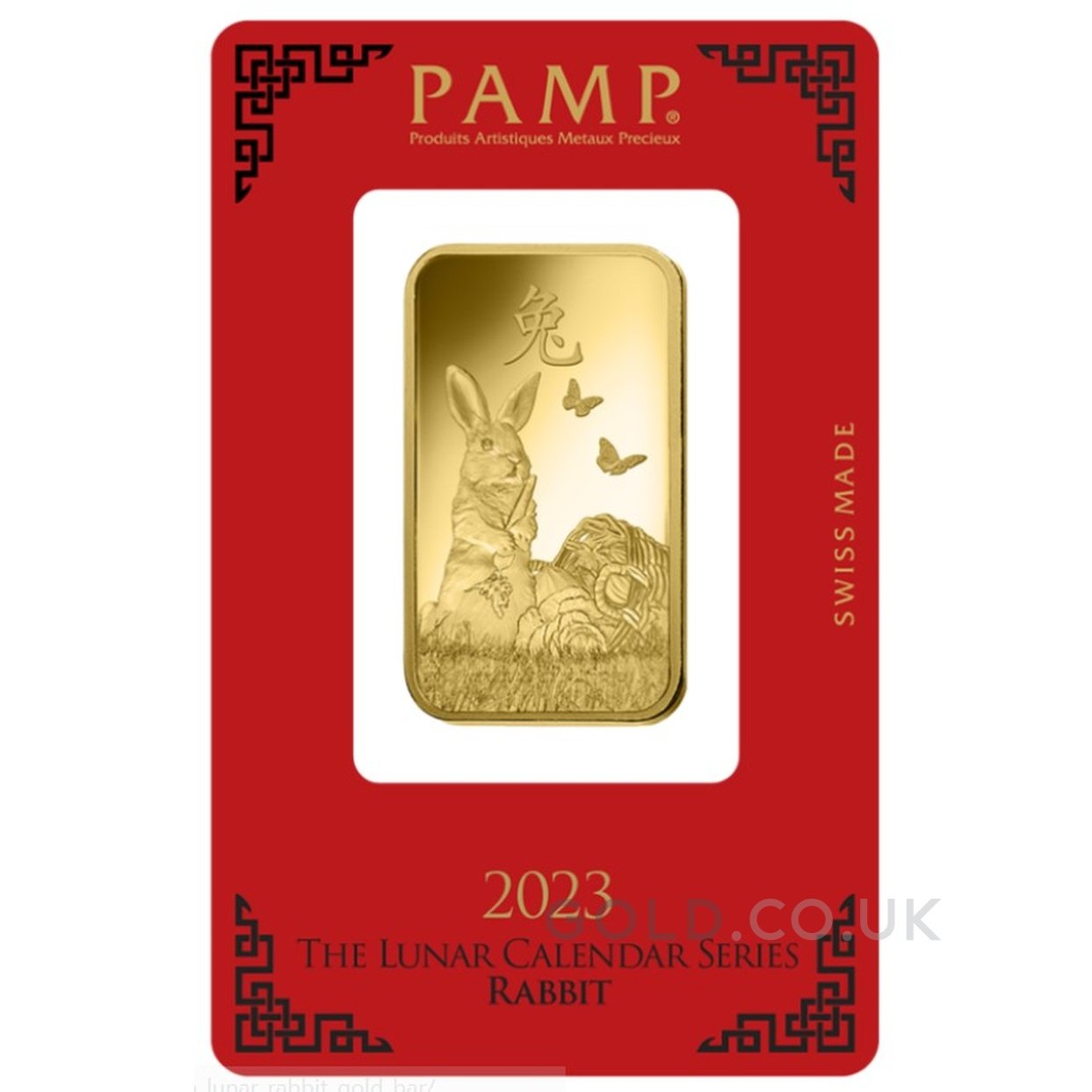 1oz Gold Bar 2023 Year of the Rabbit PAMP