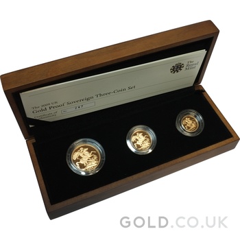 2009 Proof Gold Sovereign 3 Coin Set Boxed