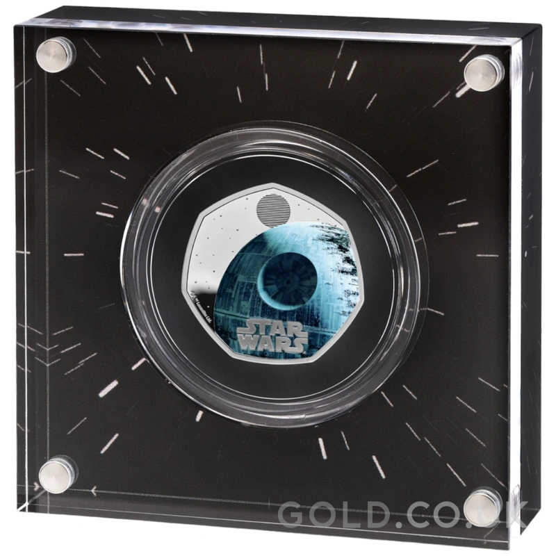 2024 50p Star Wars Death Star Proof Silver Coin Boxed