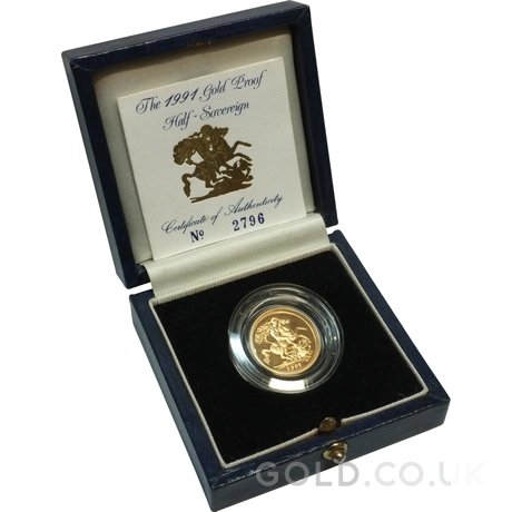 1991 Proof Gold Half Sovereign Boxed