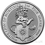 Silver White Lion of Mortimer, Queen's Beast 2oz (2020)