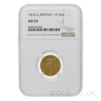 1818 Gold Half Sovereign George III Graded NGC AU55