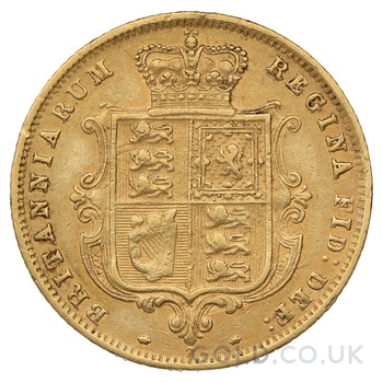 1875 Gold Half Sovereign Queen Victoria Young Head Shield Back