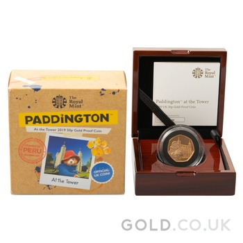 2019 Paddington at the Tower of London Fifty Pence 50p Proof Gold Coin Boxed