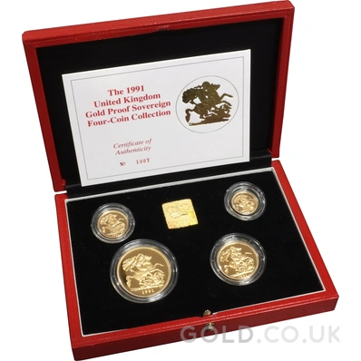 1991 Proof Gold Sovereign 4 Coin Set Boxed