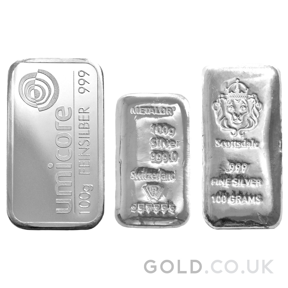 Buy 100g Silver Bars GOLD.co.uk From £86.40