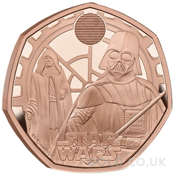 2023 50p Darth Vader & Emperor Palpatine Star Wars Proof Gold Coin Boxed