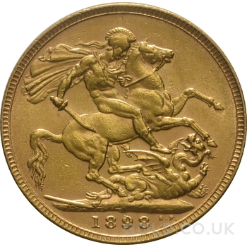 1898 Gold Sovereign Coin Queen Victoria Old Head