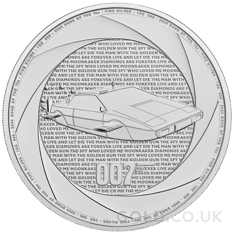 2024 Six Decades of 007, Bond of the 1970s 1oz Silver Coin