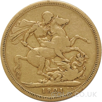 1821 Gold Sovereign Coin George IV Laureate Head