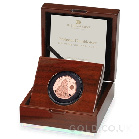 2023 Proof 50p Gold Coin 25th Anniversary of Harry Potter Dumbledore Boxed