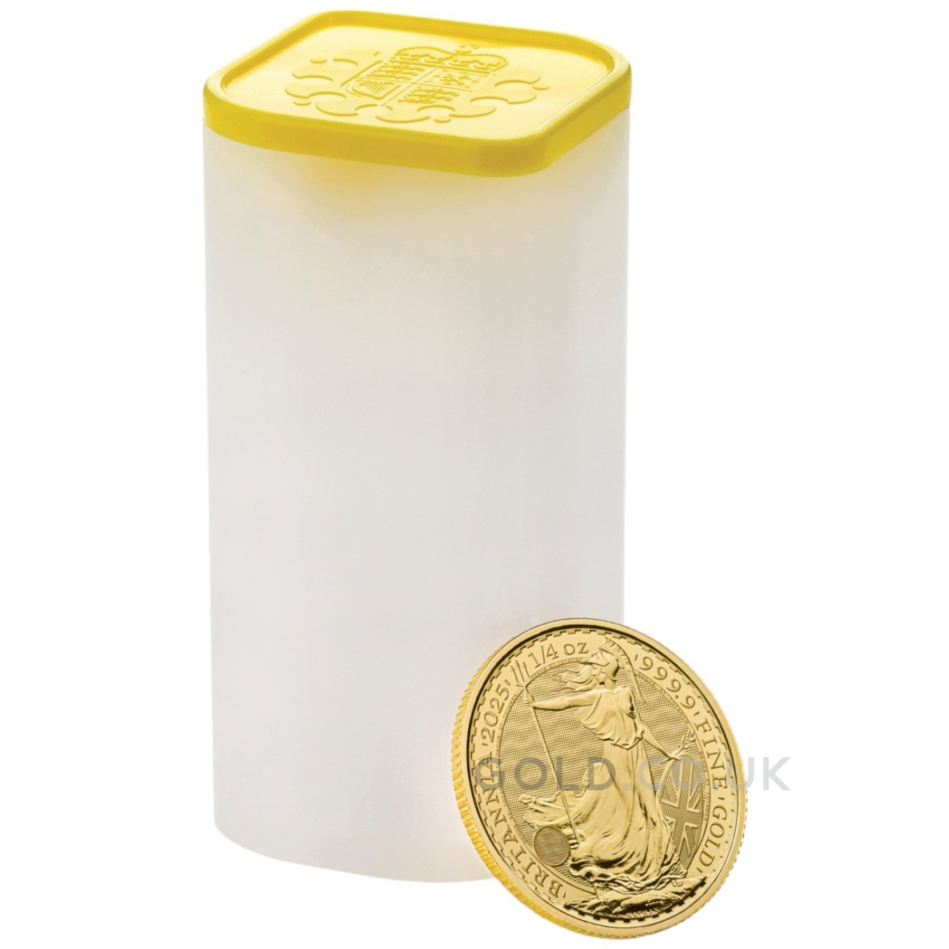 Tube of 25 2025 Quarter Ounce Britannia Gold Coins