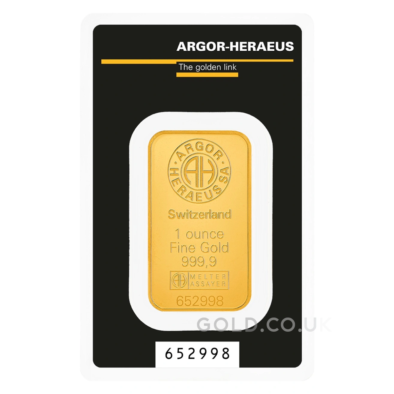 1oz Gold Bar Argor-Heraeus