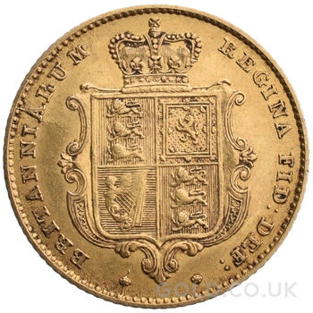 Gold Half Sovereign Victoria Young Head Shield Back