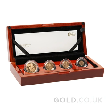 2019 Proof Gold Sovereign 4 Coin Set Smaller Boxed