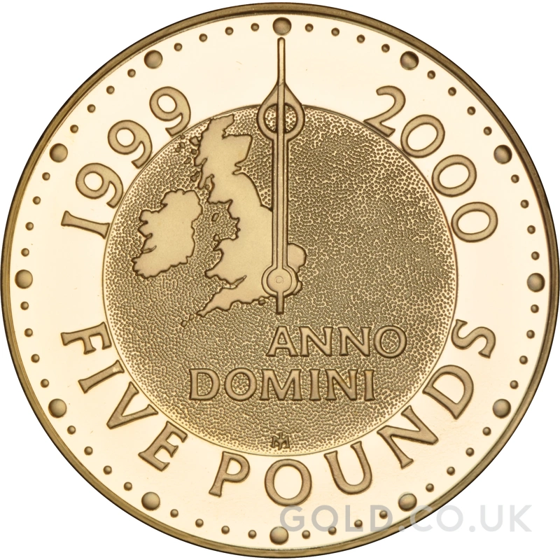 1999 2000 Proof Gold £5 Crown Coin Millennium