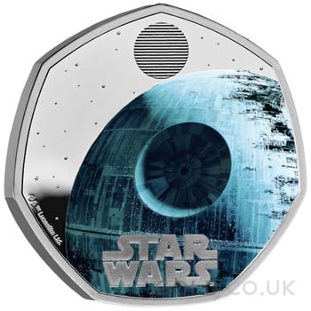 2024 50p Star Wars Death Star Proof Silver Coin Boxed
