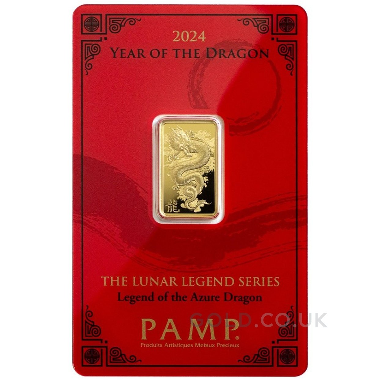 5g Gold Bar 2024 Year of the Dragon PAMP