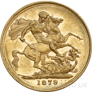 1879 Gold Sovereign Coin Victoria 