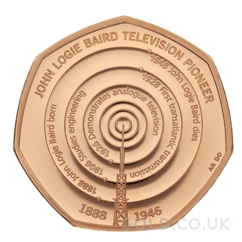 2021 Proof 50p Gold Coin Logie Baird Innovation in Science Boxed