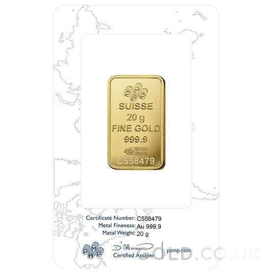 20g Gold Bar PAMP Rosa Minted