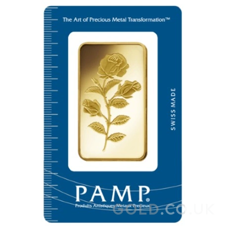 50g Gold Bar PAMP Rosa Minted