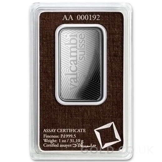 1oz Palladium Bar Valcambi