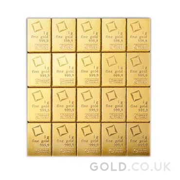 20 x 1g Gold Bar Valcambi CombiBar