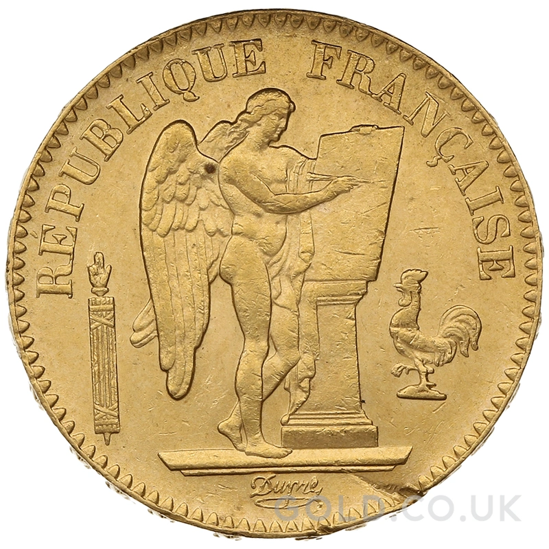1887 French 20 Francs Gold Coin Guardian Angel A