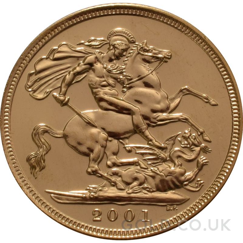 2001 Gold Sovereign Coin Elizabeth II Fourth Head