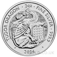 The Tudor Dragon - Tudor Beasts 2oz Silver Coin (2024)