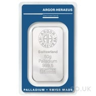50g Heraeus Palladium Bar
