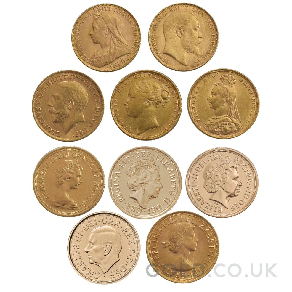 10 x Gold Sovereign Portrait Set