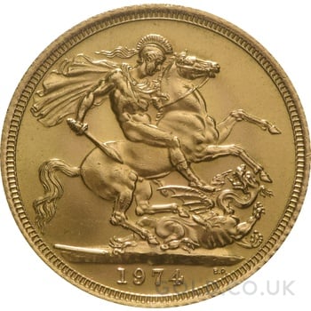 1974 Gold Sovereign Coin Elizabeth II Decimal Portrait