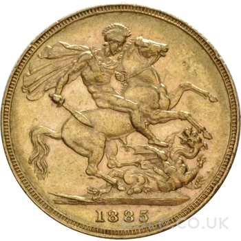 1885 Gold Sovereign Coin Queen Victoria Young Head Melbourne