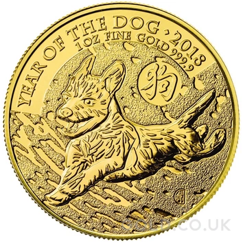 2018 Year of the Dog Gold Coin 1oz Royal Mint Lunar Series