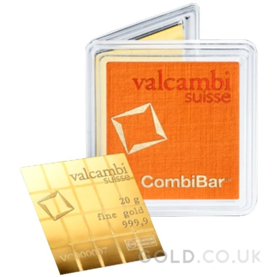 20 x 1g Gold Bar Valcambi CombiBar