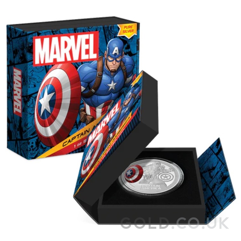 2023 Proof Captain America Silver Coin 1oz Boxed