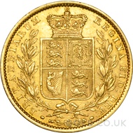1848 Victoria Young Head Shield Back Gold Sovereign (London Mint)