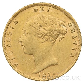 1876 Gold Half Sovereign Queen Victoria Young Head Shield Back