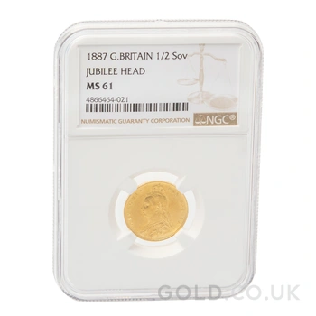 1887 Gold Half Sovereign Queen Victoria Jubilee Head NGC MS61