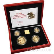 1991 Gold Proof Sovereign Four Coin Boxed Set