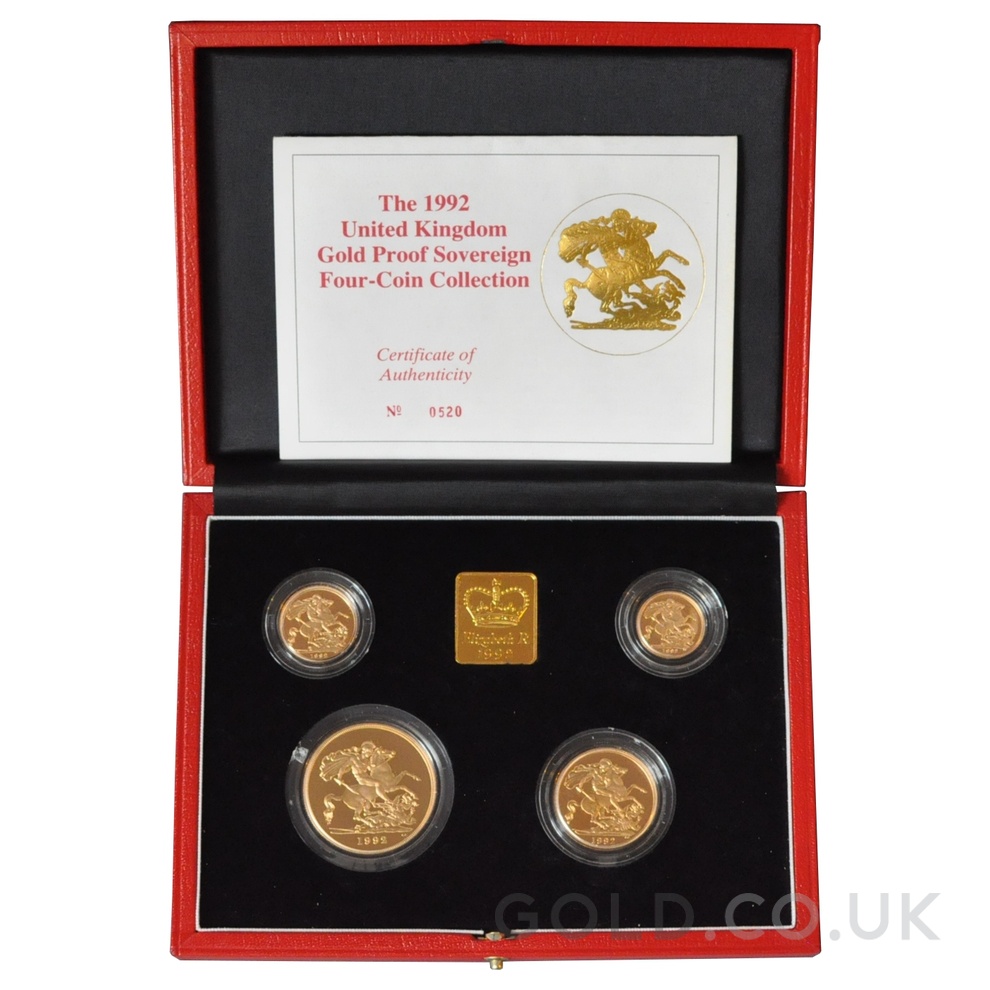 1992 Proof Gold Sovereign 4 Coin Set Boxed
