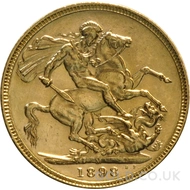 1898 Gold Sovereign Coin Victoria (M)