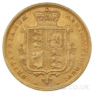 1884 Gold Half Sovereign Coin Victoria Shield Back