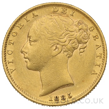 1885 Gold Sovereign Coin Queen Victoria Young Head Shield Back Sydney