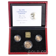 1998 Gold Proof Sovereign Three Coin Boxed Set