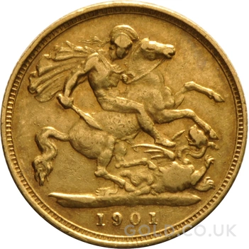 1901 Gold Half Sovereign Queen Victoria Old Head