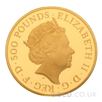 2021 Proof 5oz Griffin of Edward III Gold Coin Queen's Beasts Boxed