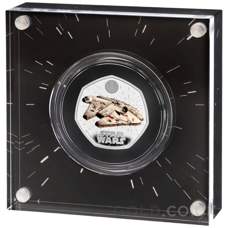 2024 50p Millennium Falcon Star Wars Proof Silver Coin Boxed